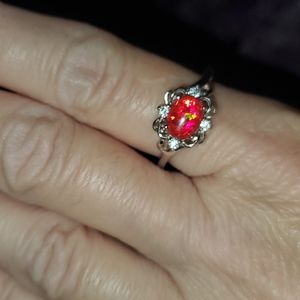 Red opal Sterling silver
